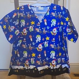 EUC Christmas scrub top